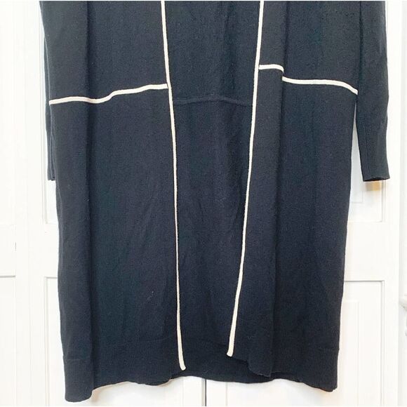 Worth 100% Wool Duster and Midi Dress Two Piece Set Women’s Black Cream Medium M - Picture 11 of 12